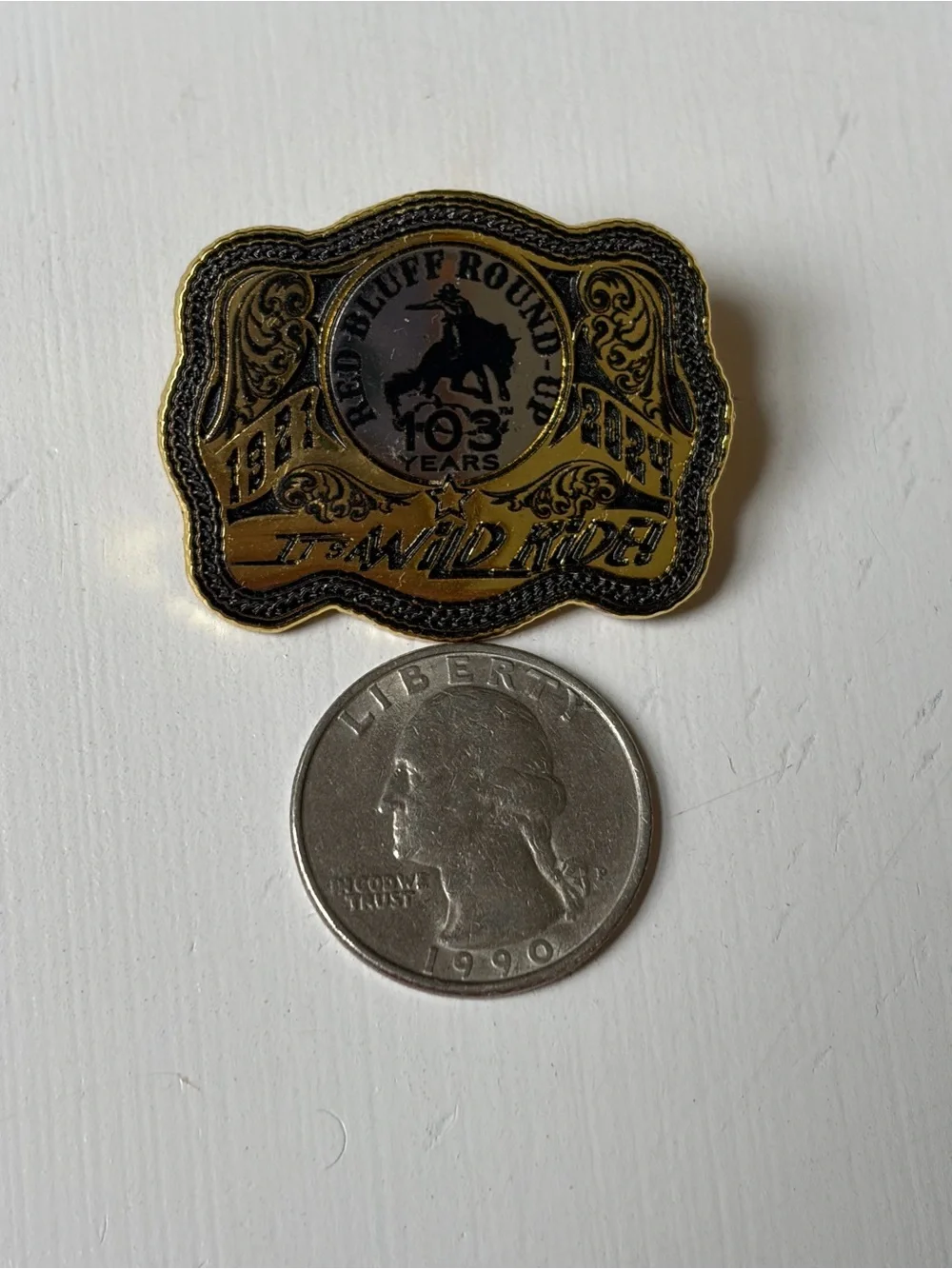 Symbol Arts Ogden Utah Western Wild Ride Gold-Tone Rodeo Tac Hat Lapel Pin